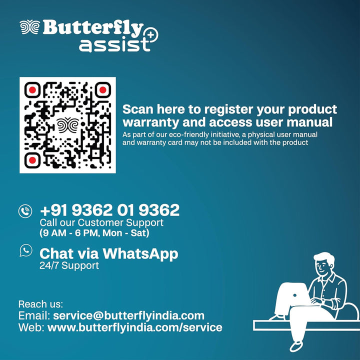 Butterfly Smart Nassmühle mit Kokosnuss-Schaber, 2 Liter (indischer Stecker)