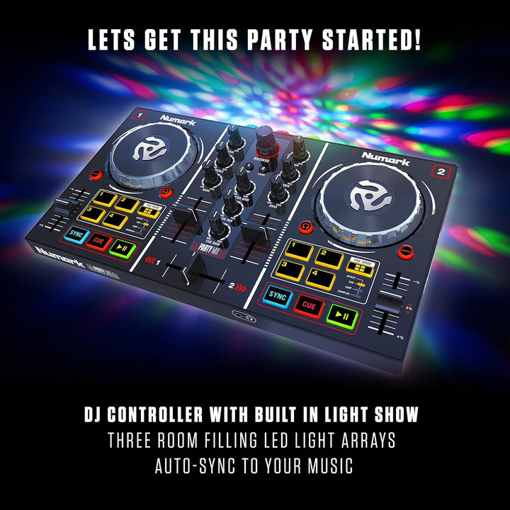 Numark Party Mix - der ursprüngliche 2-Kanal Plug und Play DJ Controller für Serato DJ Lite mit eing
