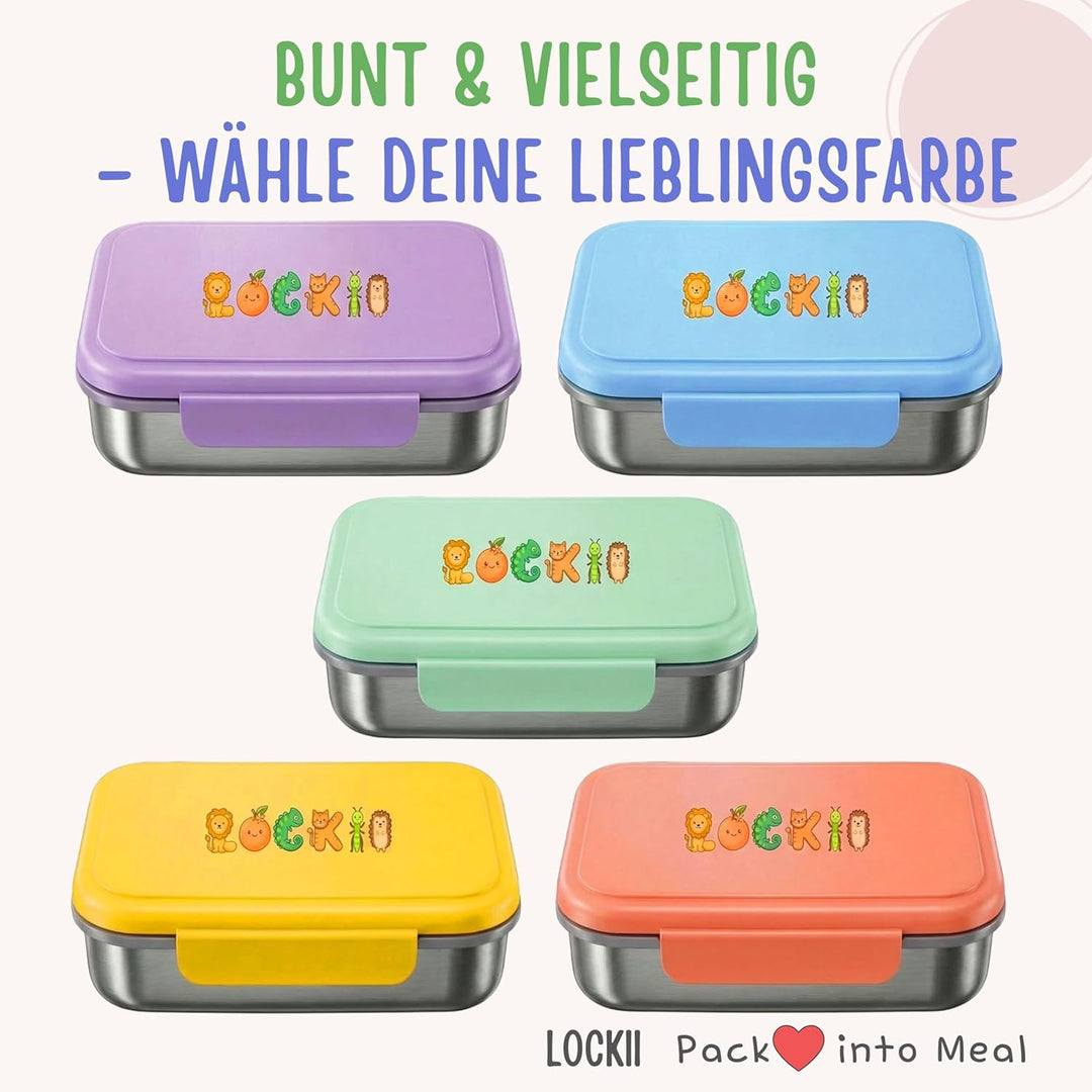 Kinder Brotdose Edelstahl 1000 ml mit Snackbox – Lunchbox mit Fächern, Edelstahl-Boden und BPA-freie