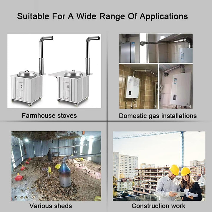 BLUVLY 90° Winkelrohr Abgasrohr, 2 Stück Edelstahl Schornsteingewinde Winkel Ø 50mm Ø 60mm Ø 110mm Ø