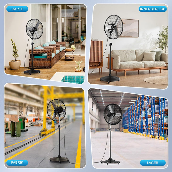 Industrieller Outdoor-Standventilator 50 cm mit bürstenlosem BLDC-Motor, 90°Oszillation & 25°verstel