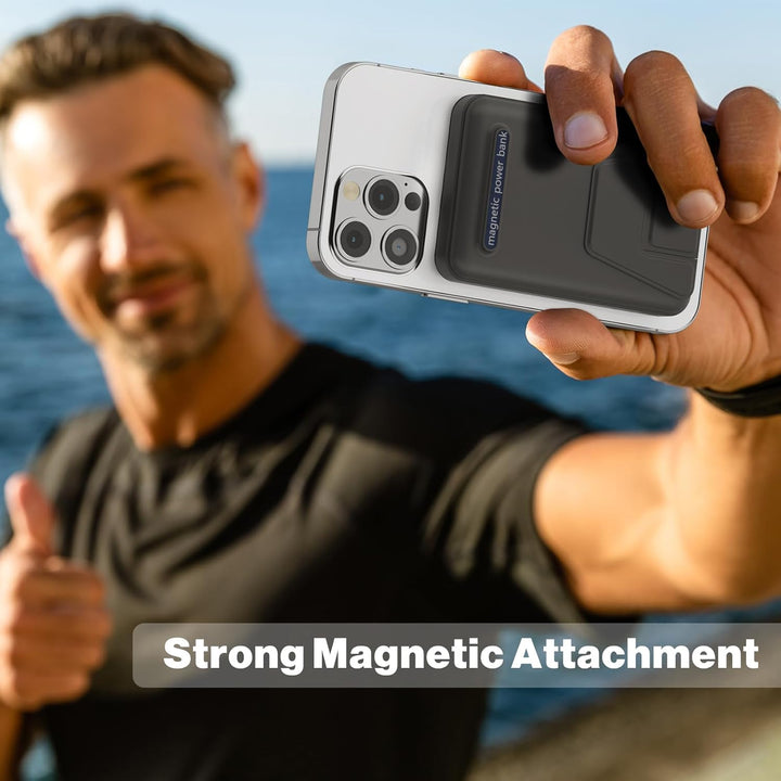 AOGUERBE Kabellose Powerbank, 10,000mAh Faltbarer Magnetische Power Bank PD 22,5W Schnellladen mit L