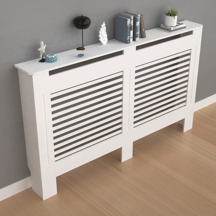 FATIVO Heizkörperverkleidung Hohe Heizkörperabdeckung Horizontal Holz 101×152×19 cm Weiss aus MDF la