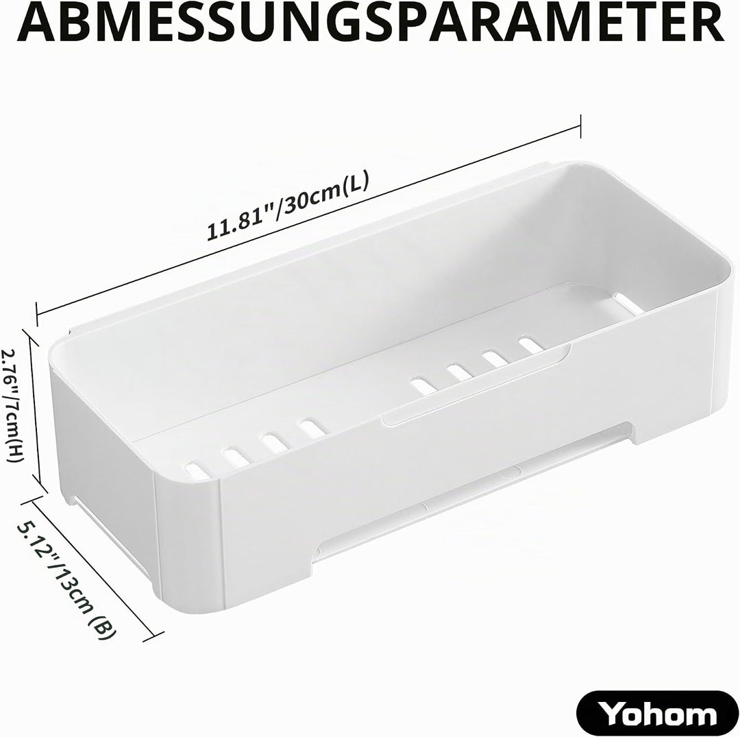 YOHOM Weiss Selbstklebende Duschkorb Ohne Bohren für Badezimmerwand Kunststoff Shampoo Halter Caddy
