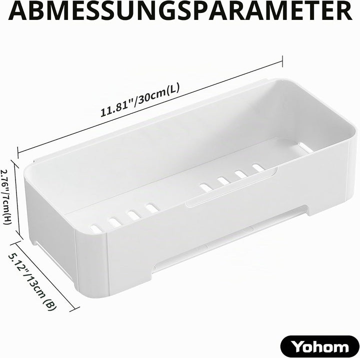 YOHOM Weiss Selbstklebende Duschkorb Ohne Bohren für Badezimmerwand Kunststoff Shampoo Halter Caddy