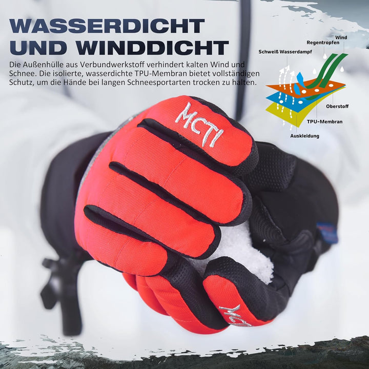 Kineed Skihandschuhe Damen Touchscreen Winterhandschuhe Wasserdicht Snowboardhandschuhe Winter Warm