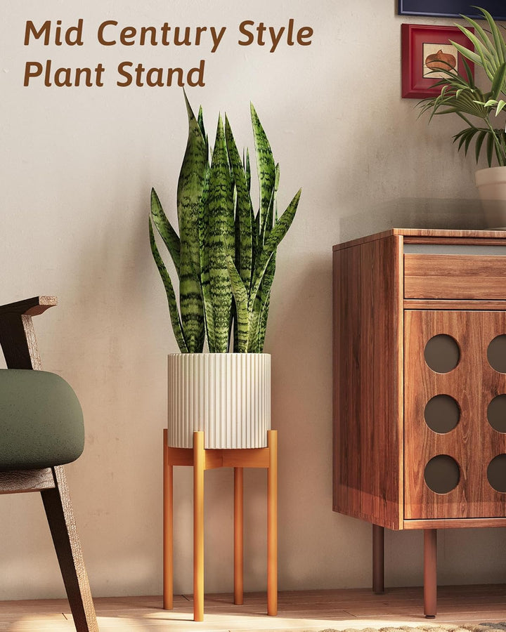 Bamworld Pflanzenständer Indoor Einstellbar, Bambus Blumentopf Ständer 20-30 cm, Pflanzenhocker Holz