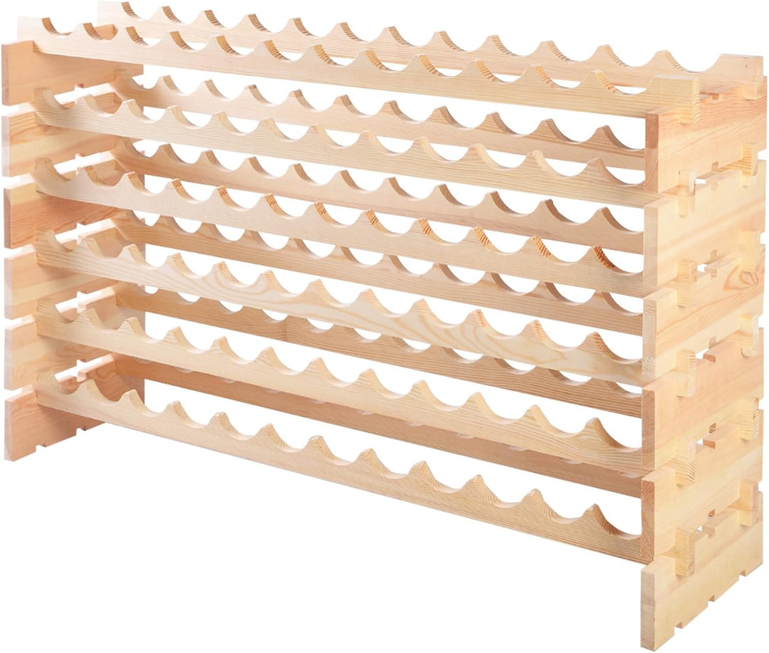 GIANTEX Weinregal Stapelbar Holz, Flaschenregal für 72 Flaschen, Weinschrank Weinständer mit 6 Ebene