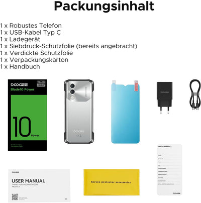 DOOGEE Blade10 Power Outdoor Handy Ohne Vertrag Android 14-10300mAh, 24GB+256GB/TF 2TB Outdoor Smart