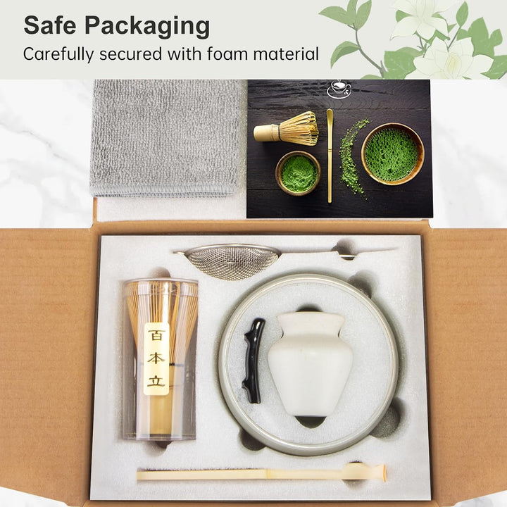 7PCS Matcha Kit Japanische Zeremonie,Matcha Tea Set,Bambuslöffel, Bambusschaufel, Peitschenhalter, M