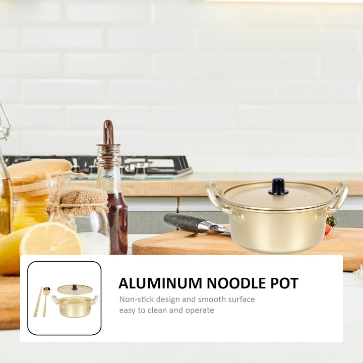 YARNOW Ramen Topf Mit Aluminiumdeckel Binaurales Design Für Nudeln Und Suppe Kochen Leicht Zu Reinig