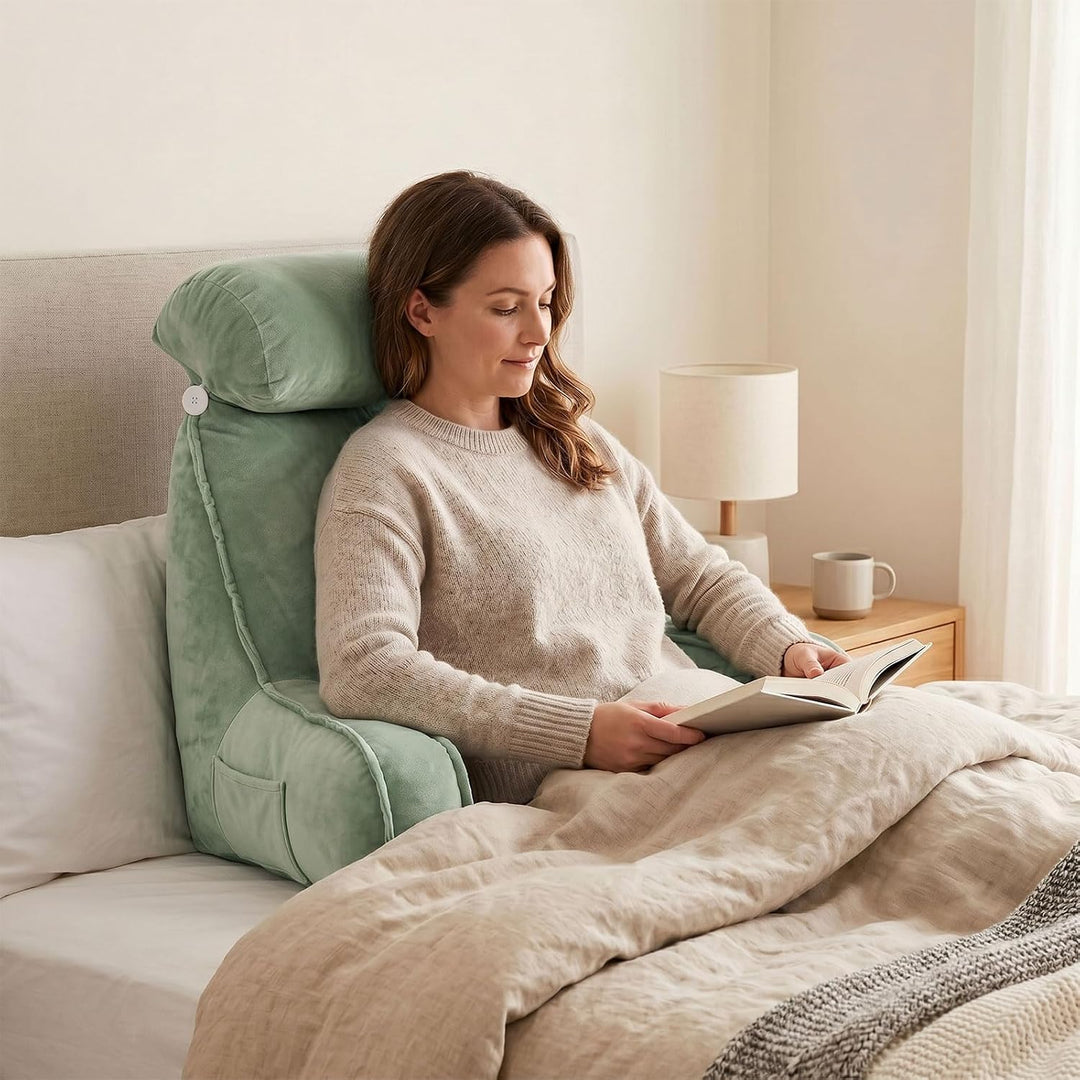 Lesekissen für Bett und Sofa Ergonomisch mit Nackenrolle - Rückenkissen Bett Gross mit Memory Schaum