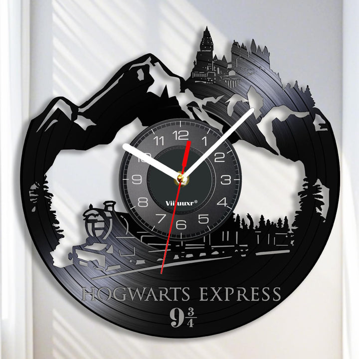 Viiluuxr Wanduhr Modern Vinyl Schallplatte Wanduhren Hogwarts Express Uhr Wand Ohne Tickgeräusche Wa