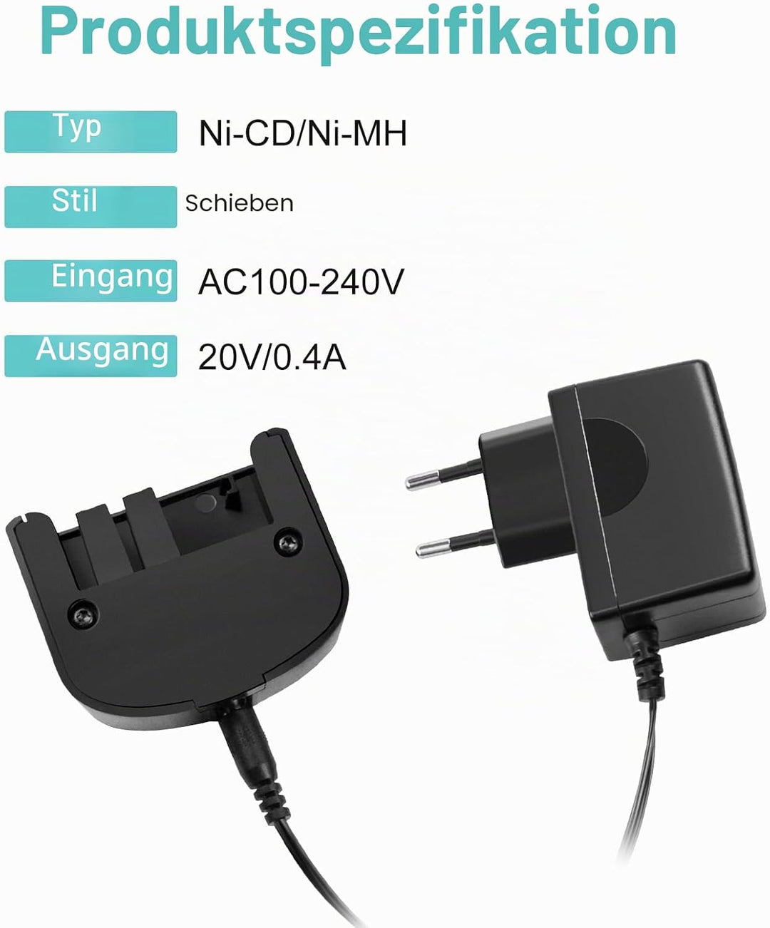 9.6V-18V Ladegerät NI-MH/NI-CD Kompatibel für Black & Decker 9.6V 12V 14.4V 18V Akku, für HPB12 HPB1