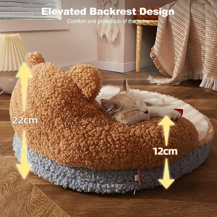 Galatée Katzenbett, Rundes Haustierbett Für Katzen Und Welpen, Warmes, Bequemes Haustierbett, Abnehm