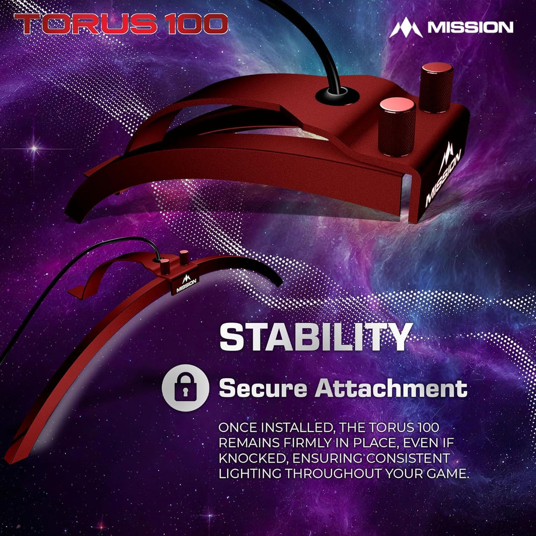 Mission Darts TOR100 Torus 100 | Dartscheibe LED klappbar tragbar Dartscheibe Reise Beleuchtungssyst