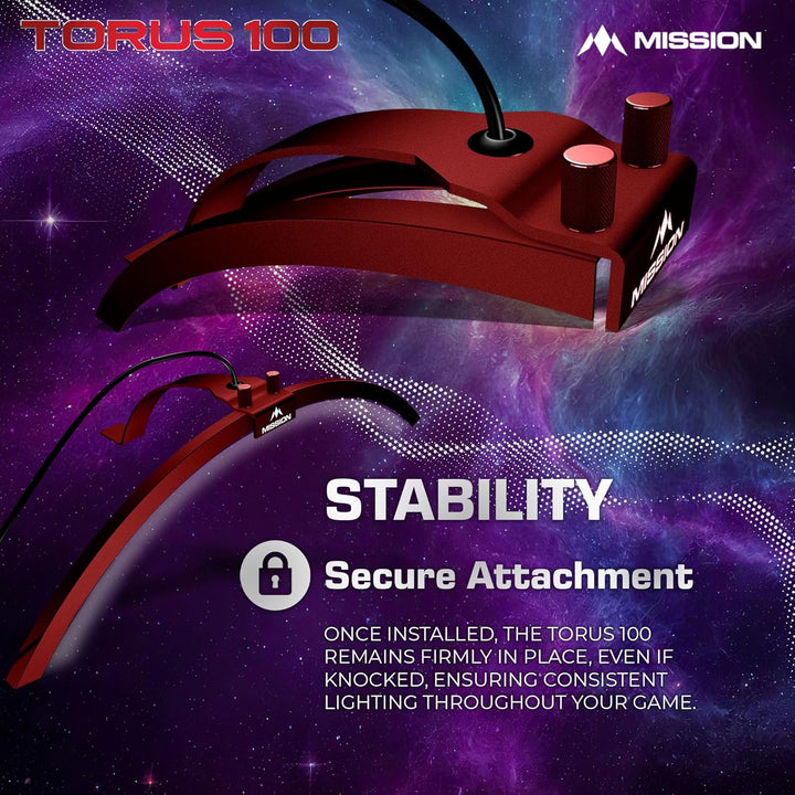 Mission Darts TOR100 Torus 100 | Dartscheibe LED klappbar tragbar Dartscheibe Reise Beleuchtungssyst