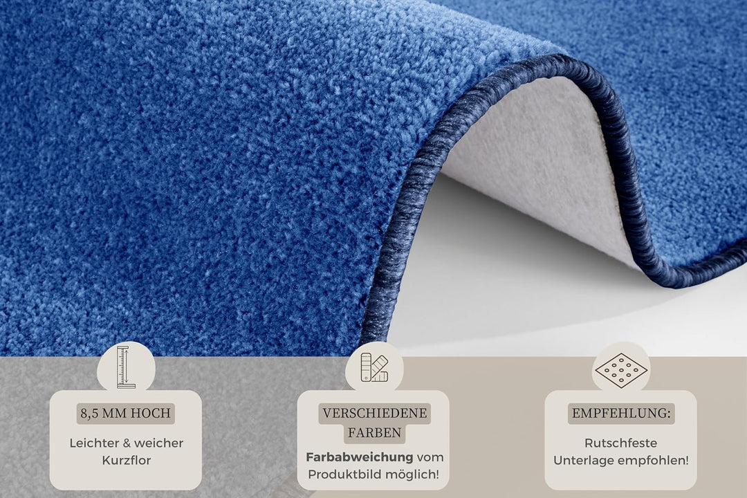 Hanse Home Nasty Läufer – Flauschiger Kurzflor Teppich Einfarbig Unifarben für Esszimmer, Wohnzimmer