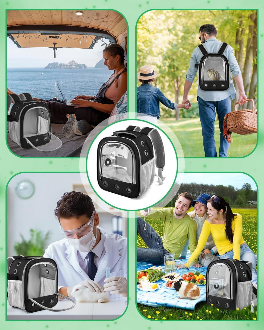Meerschweinchen Rucksack Transportbox, Tragbare Kaninchen Reisetasche für Kleintiere – Ausgeh-Tasche