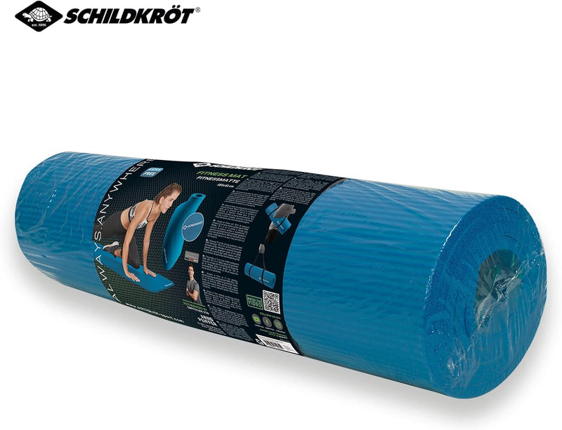 Schildkröt Fitnessmatte, 10 mm, rutschfeste Gymnastikmatte, mit Tragegurt, 185 x 61 x 1,0cm Blau, 96