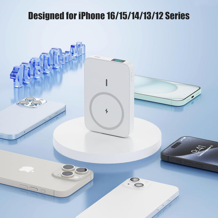 Magnetische Power Bank für MagSafe, 10800mAh Wireless Powerbank,PD 22.5W USB-C Schnellladung Powerba