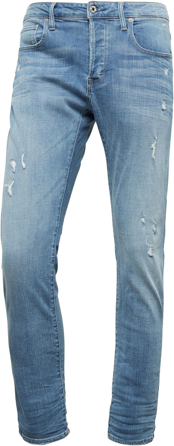 G-Star RAW Herren 3301 Slim Style Jeans 25W / 26L Blau (Lt Aged Destroy 51001-9136-1243), 25W / 26L