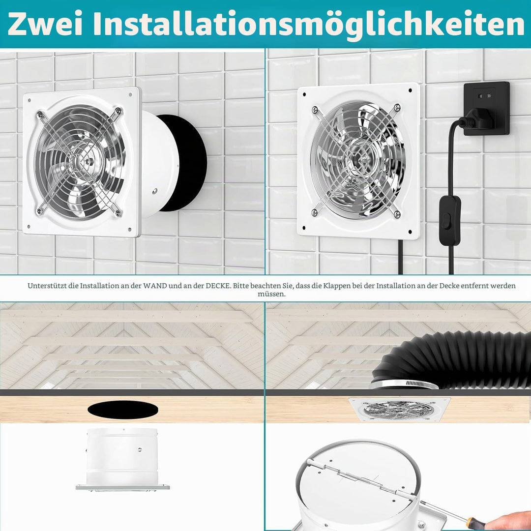 Tyenaza Wandventilator, Abluftventilator, Wandventilator, leiser Ventilator für Badezimmer und Küche