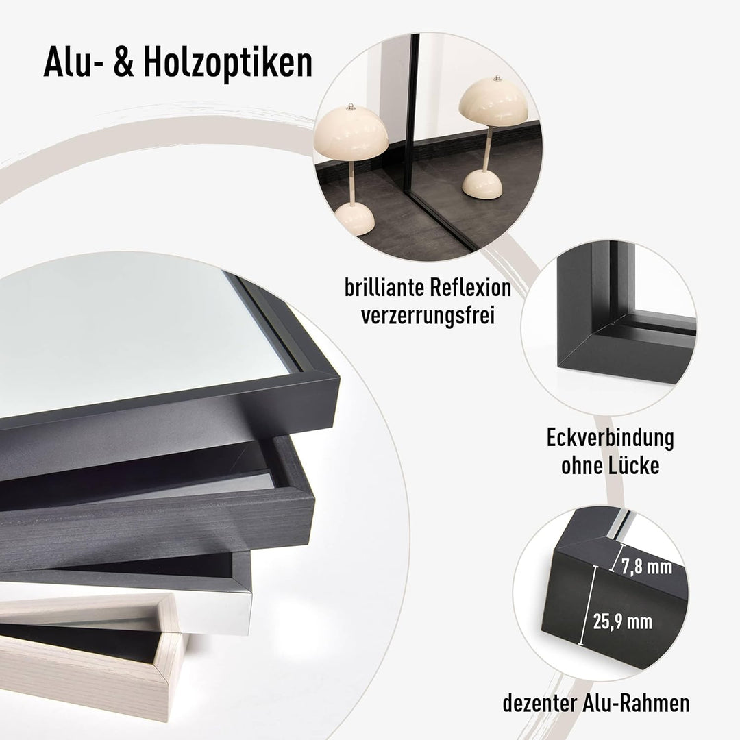 nielsen HOME Wandspiegel Alpha, Eiche Weiss, Aluminium, ca. 50x70 cm Eiche Weiss 50 x 70 cm, Eiche W