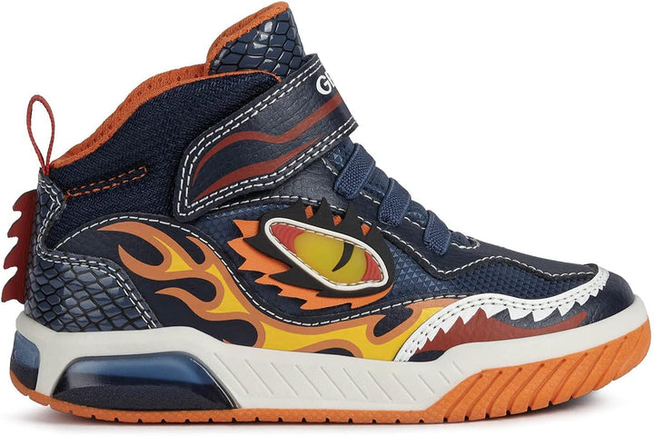 Geox Jungen J Inek Boy Sneaker 24 EU Navy Orange, 24 EU Navy Orange