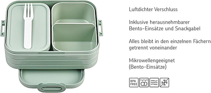 Mepal Bento Brotdose Midi Take A Break Mixed - mit Bento Box - Für 2 Sandwiches oder 4 Brotscheiben