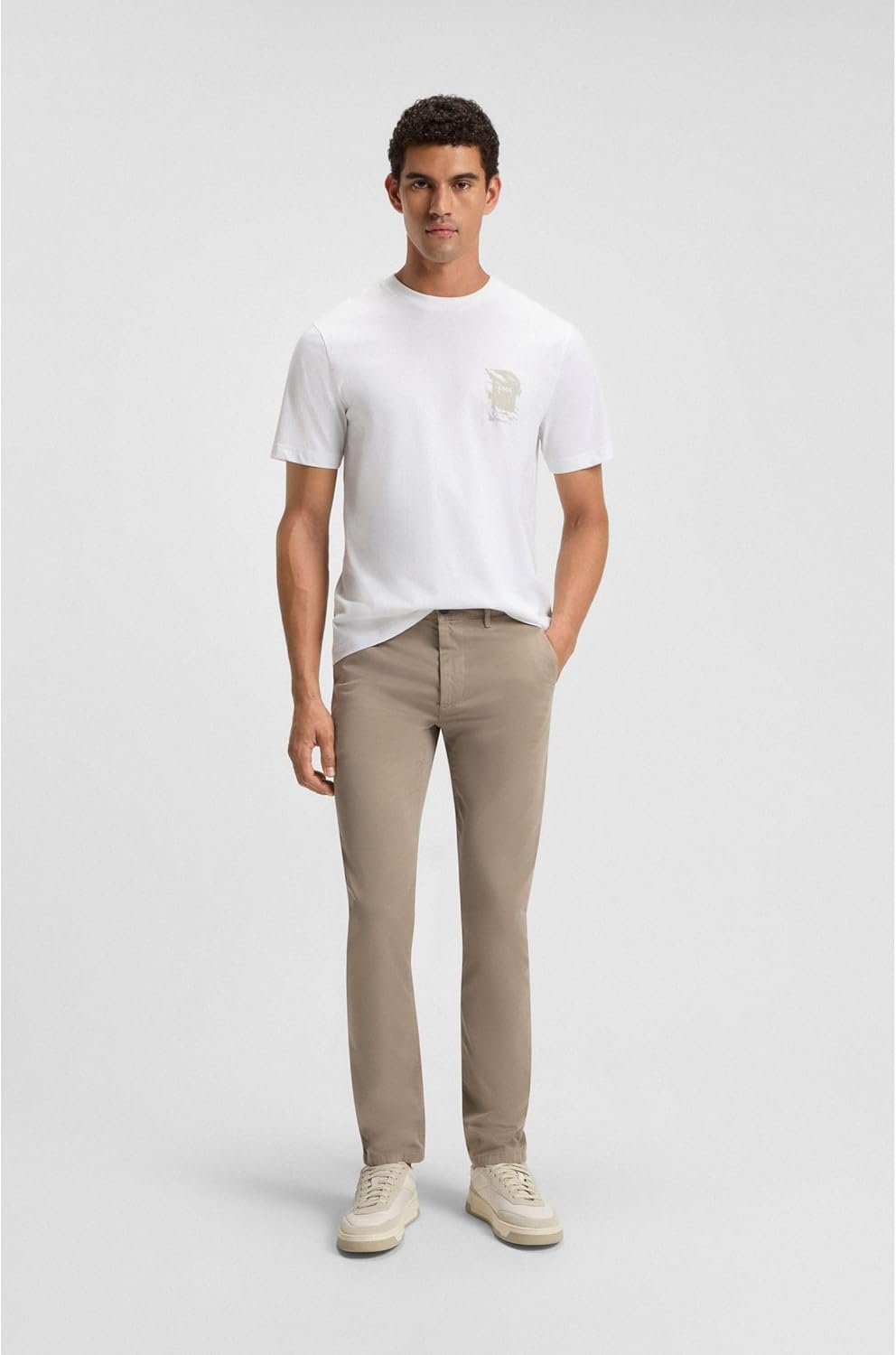 BOSS Herren Chino Slim Slim-Fit Hose aus elastischem Baumwoll-Satin 32W / 32L Open Green, 32W / 32L