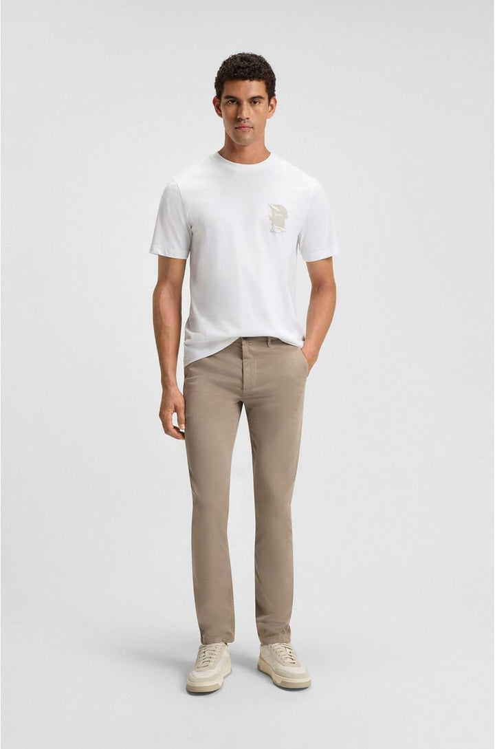 BOSS Herren Chino Slim Slim-Fit Hose aus elastischem Baumwoll-Satin 29W / 32L Open Green, 29W / 32L