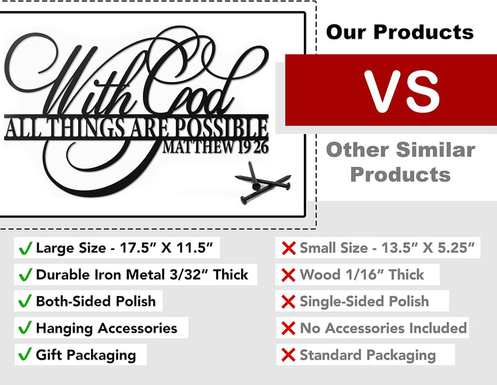 ViveGate Wanddekoration aus Metall mit Aufschrift With God All Things Are Possible, 45,7 x 30,5 cm,