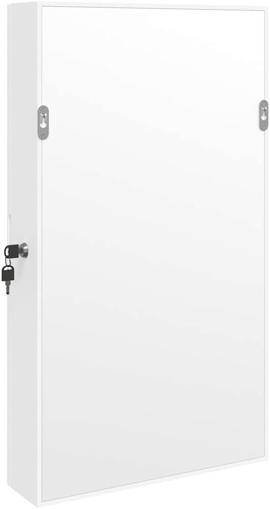vidaXL Spiegel-Schmuckschrank mit LED-Beleuchtung Wandmontage Weiss, Weiss