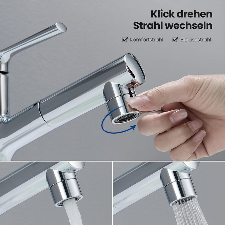 CECIPA Wasserhahn Bad Ausziehbar, Waschtischarmatur mit 2 Strahlarten Brause zum Haarewaschen, Hochd