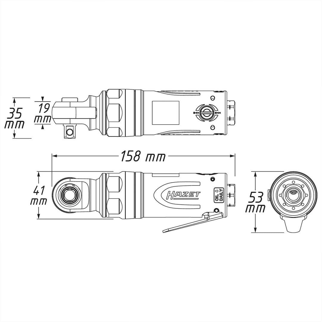 Hazet Schlag-Ratschenschrauber (10 mm (3/8") Vierkantabtrieb, Max. Anzugsmoment: 68 Nm, 500 UPM, 0,