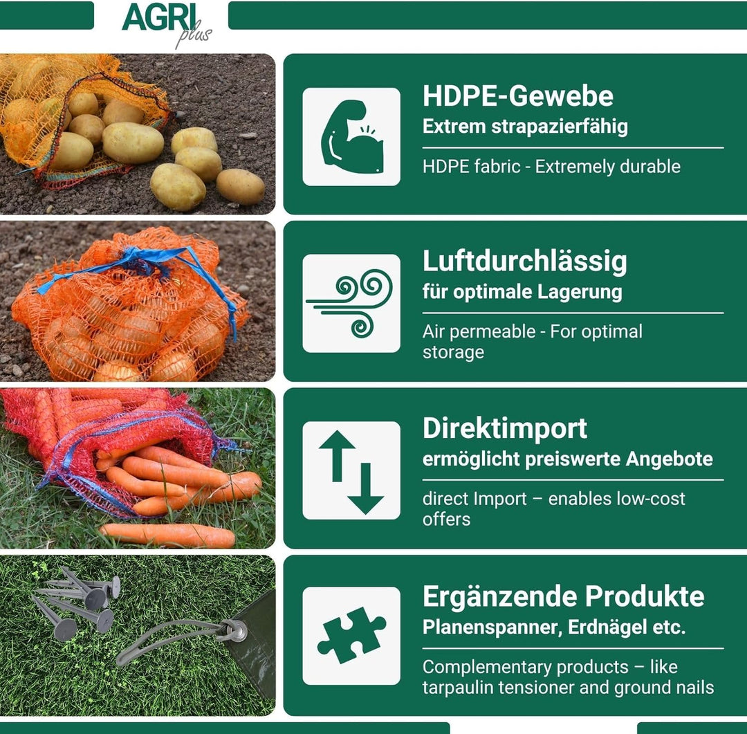 AGRI plus 100 Stück Kartoffelsäcke goldgelb mit Zugband I 50 x 80 cm I verschiedene Grössen I Grobma