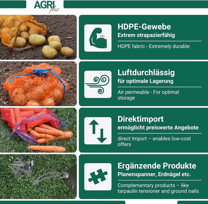 AGRI plus 100 Stück Kartoffelsäcke goldgelb mit Zugband I 50 x 80 cm I verschiedene Grössen I Grobma