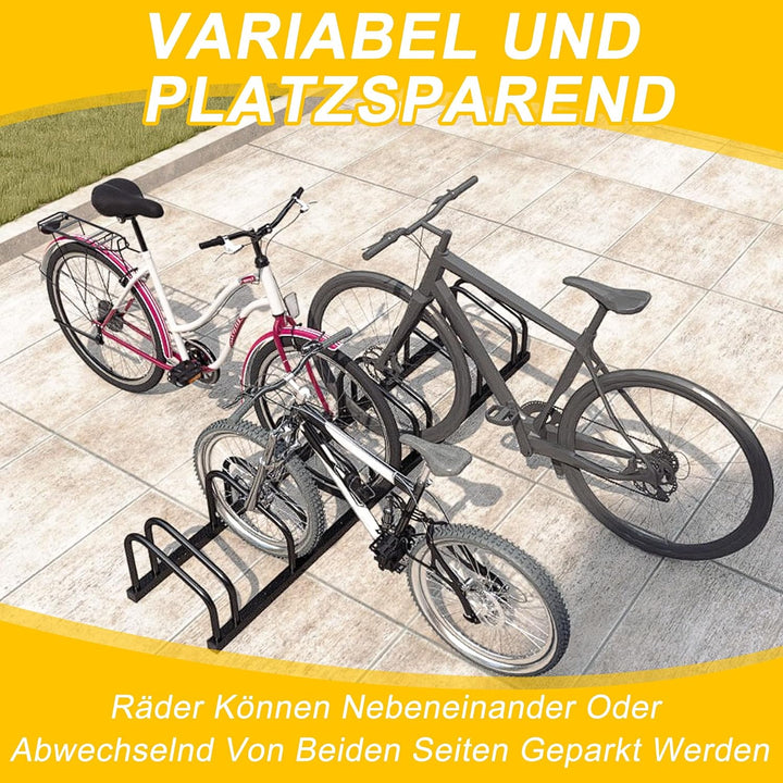 Aufun Fahrradständer Aufstellständer aus Stahl Für 4 Fahrräder, Mehrfachständer mit 37cm Radständer