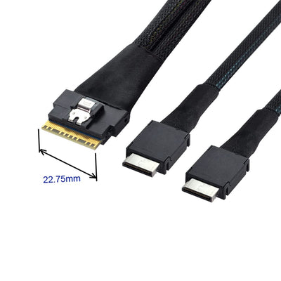 NFHK PCI-E Ultraport Slimline SAS Slim 4.0 SFF-8654 8i 74pin auf Dual Oculink SFF-8611 Kabel 50cm PC