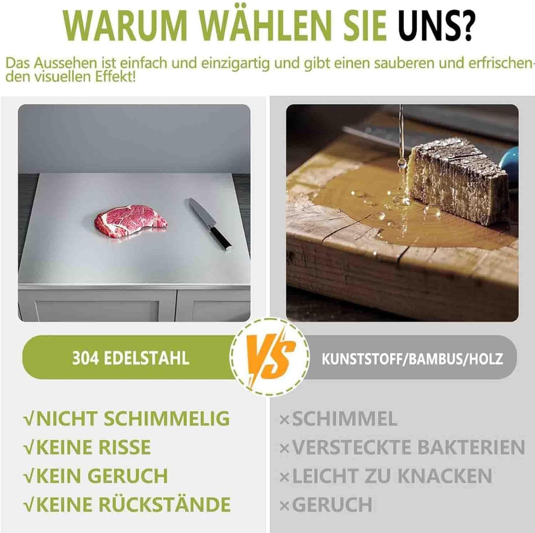 Edelstahl Schneidebrett 304- Edelstahl Knetplatte zum Kneten von Pizza, Brot, Kuchen, Edelstahlschne