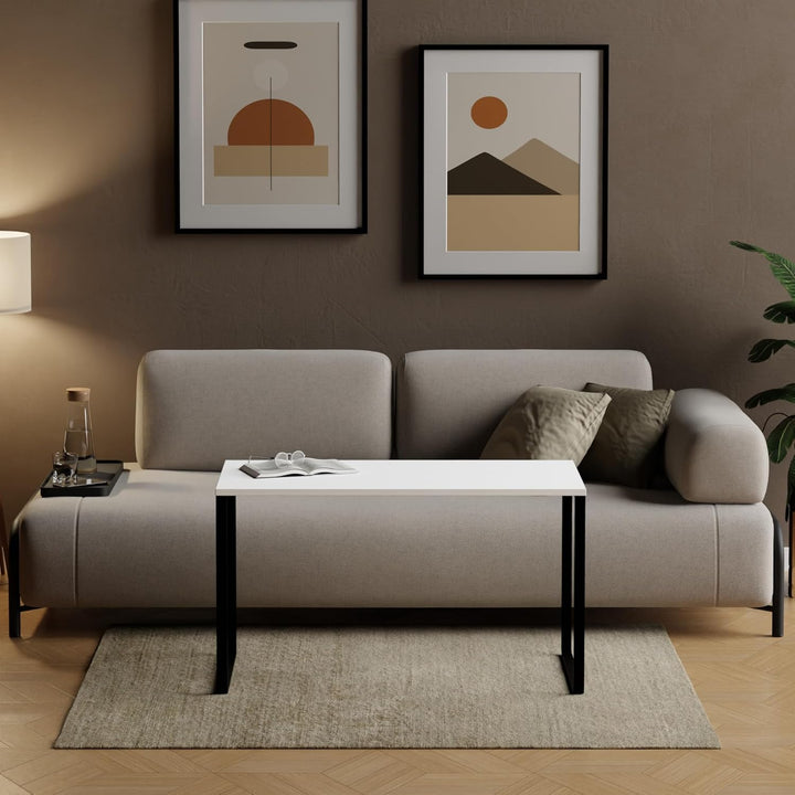 AKKE Couchtisch Wohnzimmertisch Beistelltisch Mit Metallbeinen Laminierte Platte Höhe 55cm Tisch Für