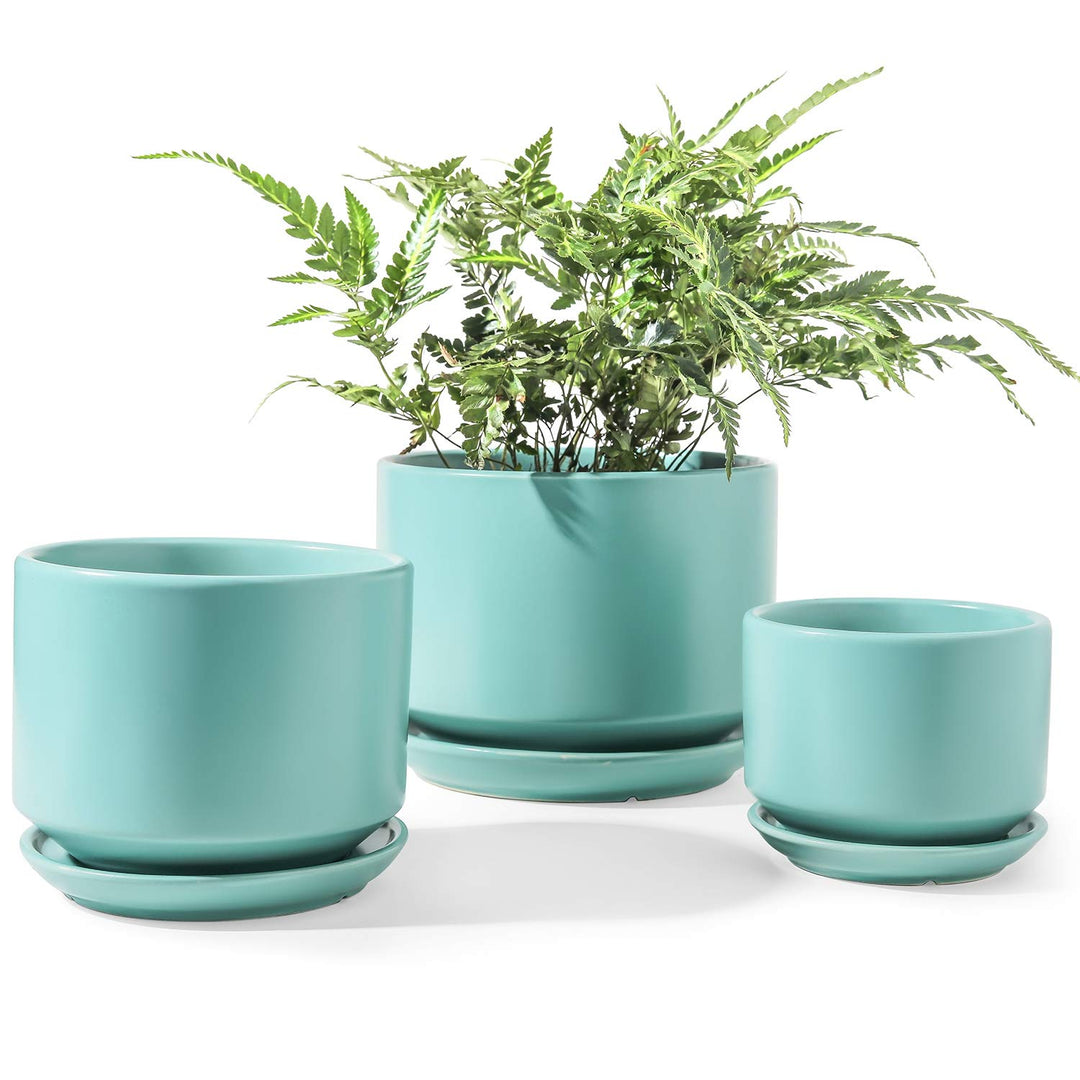 LE TAUCI Keramik-Pflanztöpfe, 10,9 cm + 13 cm + 17,3 cm, 3 Stück, Pflanzgefässe mit Ablaufloch und U