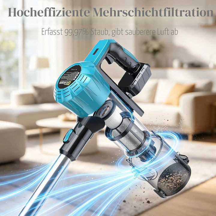 Gisam Akku Staubsauger Kabellos 55000 Pa/650W/70Min, Bürstenloser Motor Mit DREI verschiedenen Bürst