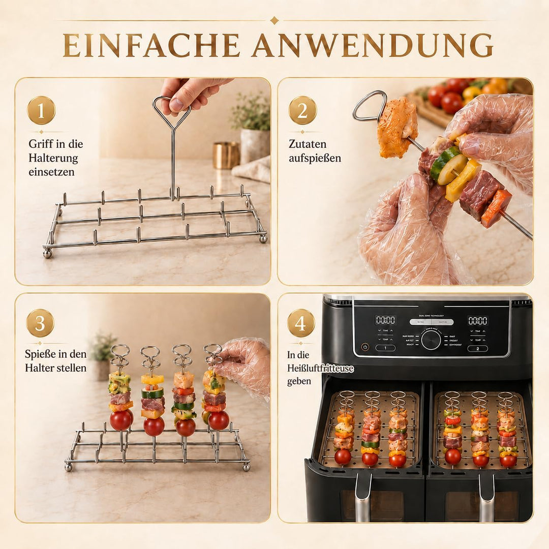 2×304 Edelstahl Heissluftfritteuse Spiessen Grillrost für Ninja Foodi AF500EU/ AF400 EU/AF300EU/SL40