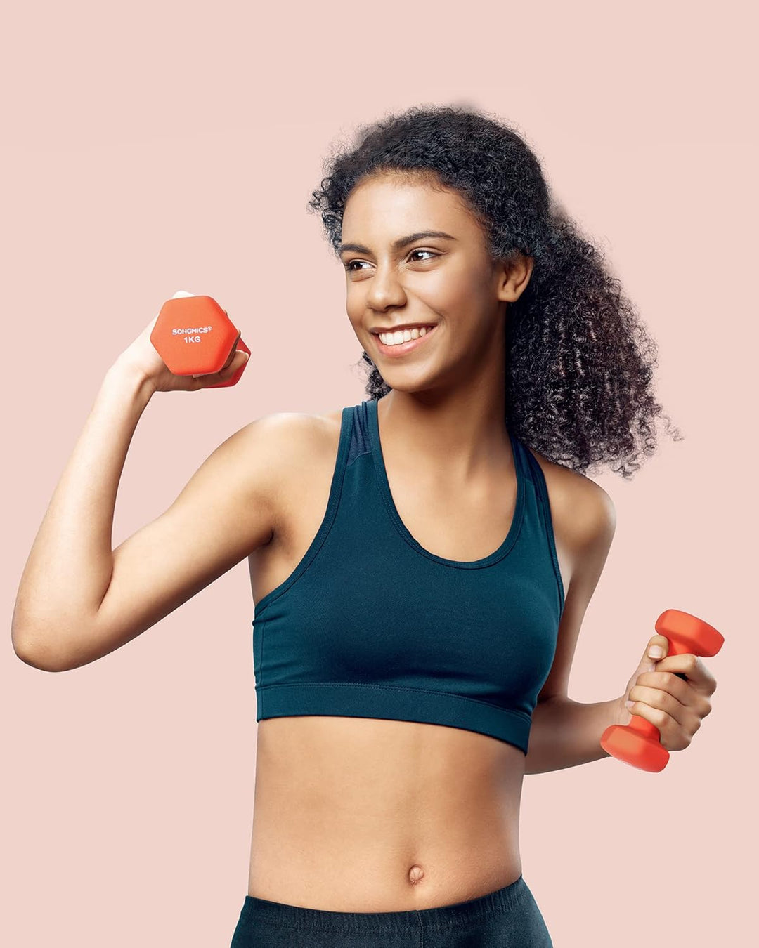 SONGMICS 2 Stück Hexagon Hanteln mit Neoprenbeschichtung für Krafttraining, Fitness, Zuhause 2 x 1 k