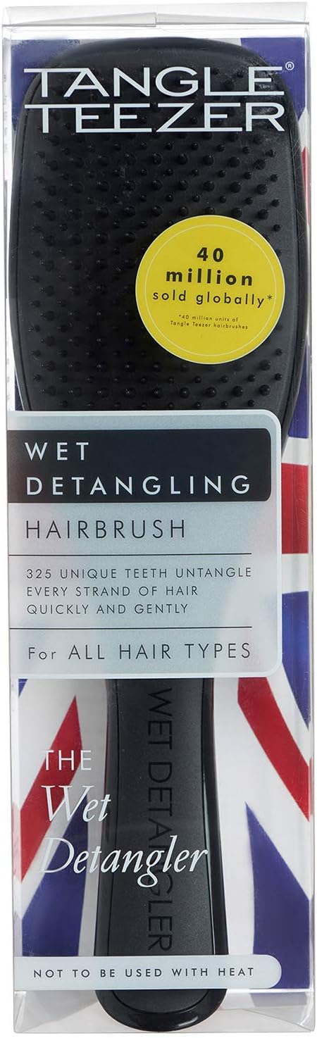 Tangle Teezer Wet Detangler Large Black, ProfessionHaarbürste speziell für nasses und dickes Haar &