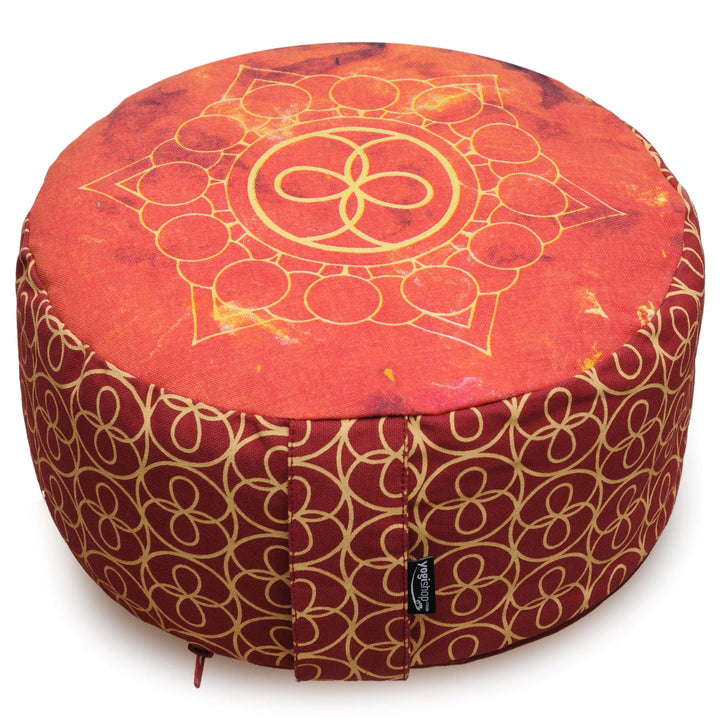 Yogishop Meditationskissen - Rund - Cosmic Flow - Organic Cotton - Ø 30Cm X 15Cm Orange