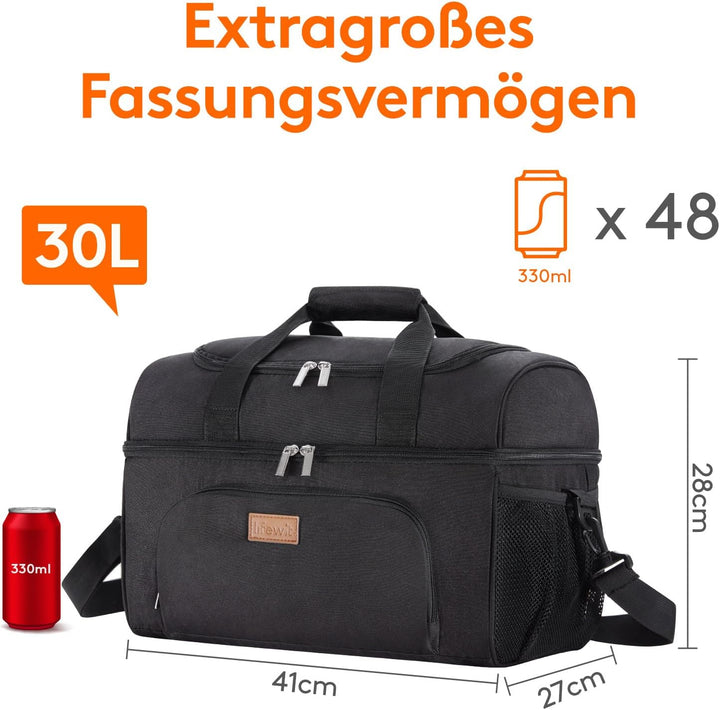 Lifewit Kühltasche Kühlbox Gross Einkaufstasche Faltbar Cooler Bag Sportliche Isoliertasche Double D