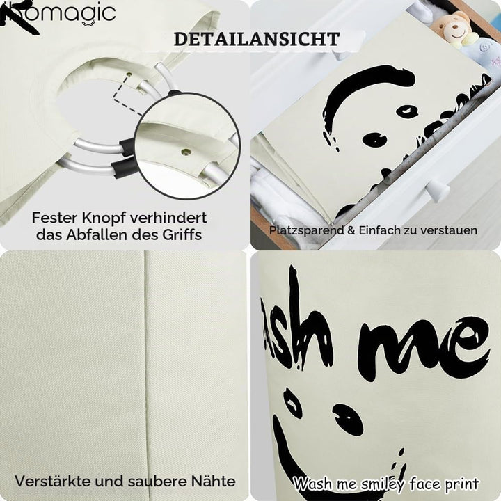 IHOMAGIC 115L Extra Gross Wäschesammler, Zusammenklappbare Wäschetonne 600D Oxford-Stoff Wäschesack